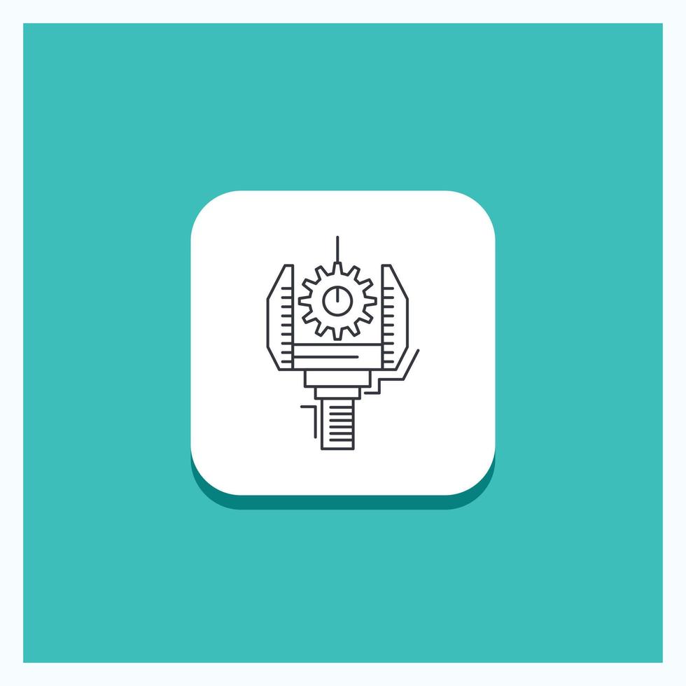 Round Button for Automation. industry. machine. production. robotics Line icon Turquoise Background vector