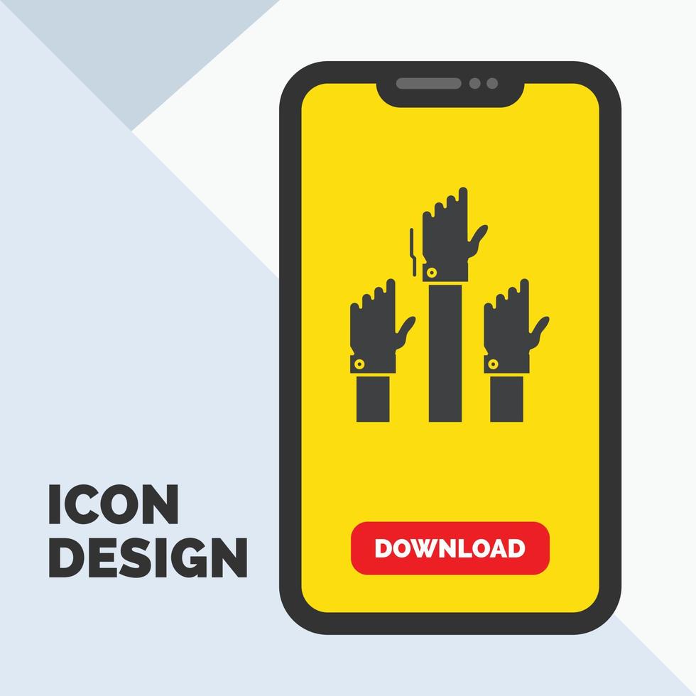 Aspiration. business. desire. employee. intent Glyph Icon in Mobile for Download Page. Yellow Background vector