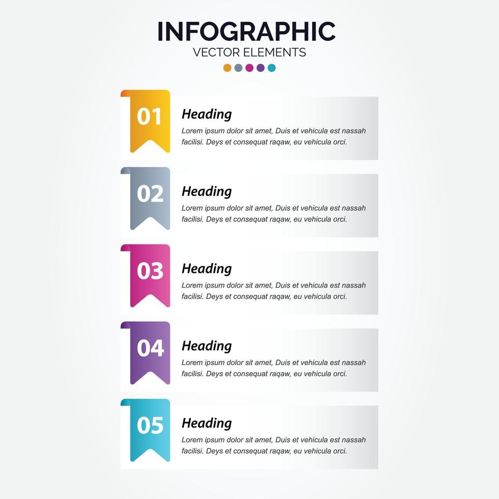 Plantilla infográfica vertical simple y elegante de 5. vector