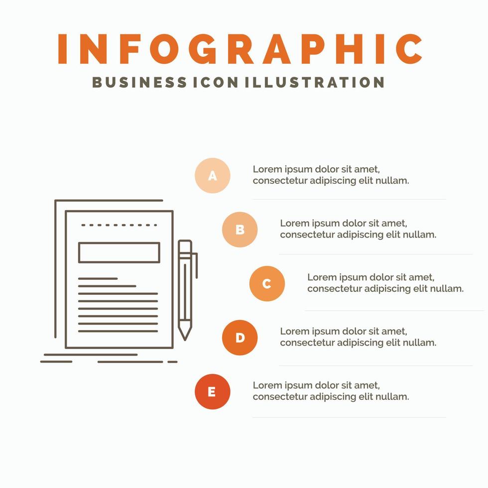 Business. document. file. paper. presentation Infographics Template for Website and Presentation. Line Gray icon with Orange infographic style vector illustration