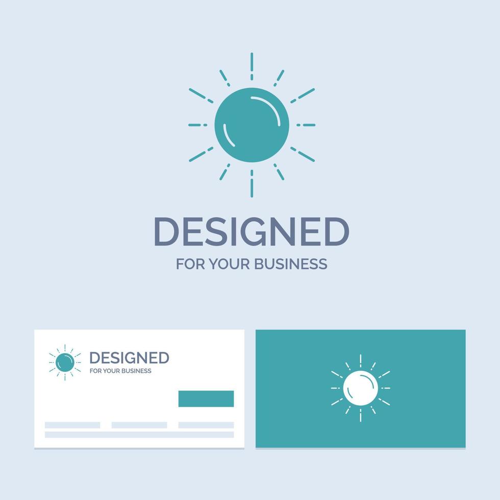 sun. space. planet. astronomy. weather Business Logo Glyph Icon Symbol for your business. Turquoise Business Cards with Brand logo template. vector