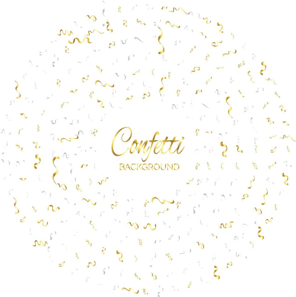 Golden Confetti And Streamer Ribbon Falling On Transparent Background. Vector