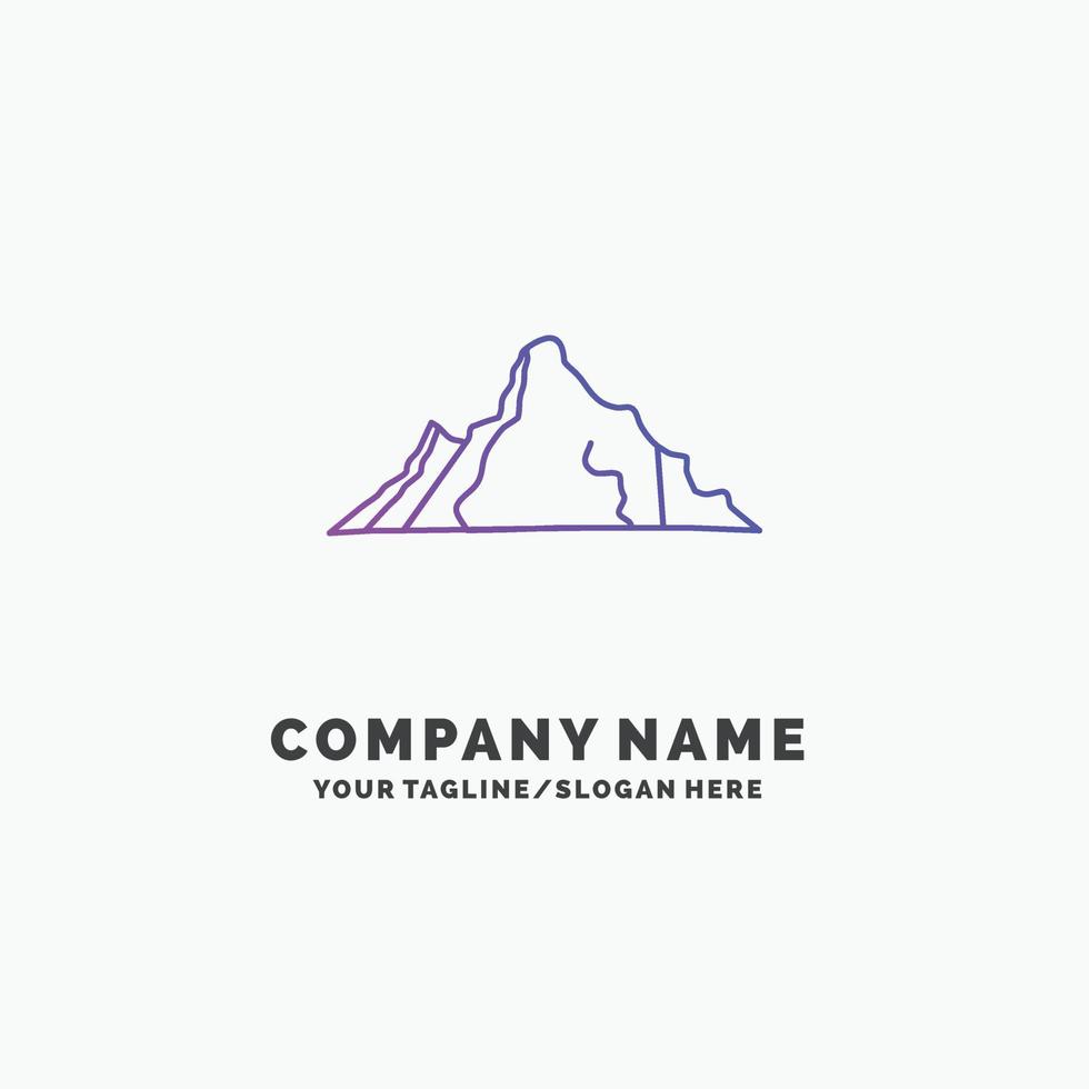 hill. landscape. nature. mountain. scene Purple Business Logo Template. Place for Tagline vector