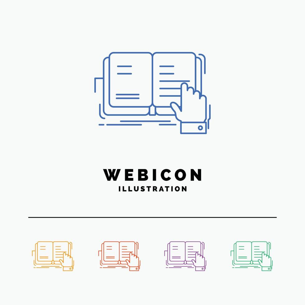 book. lesson. study. literature. reading 5 Color Line Web Icon Template isolated on white. Vector illustration