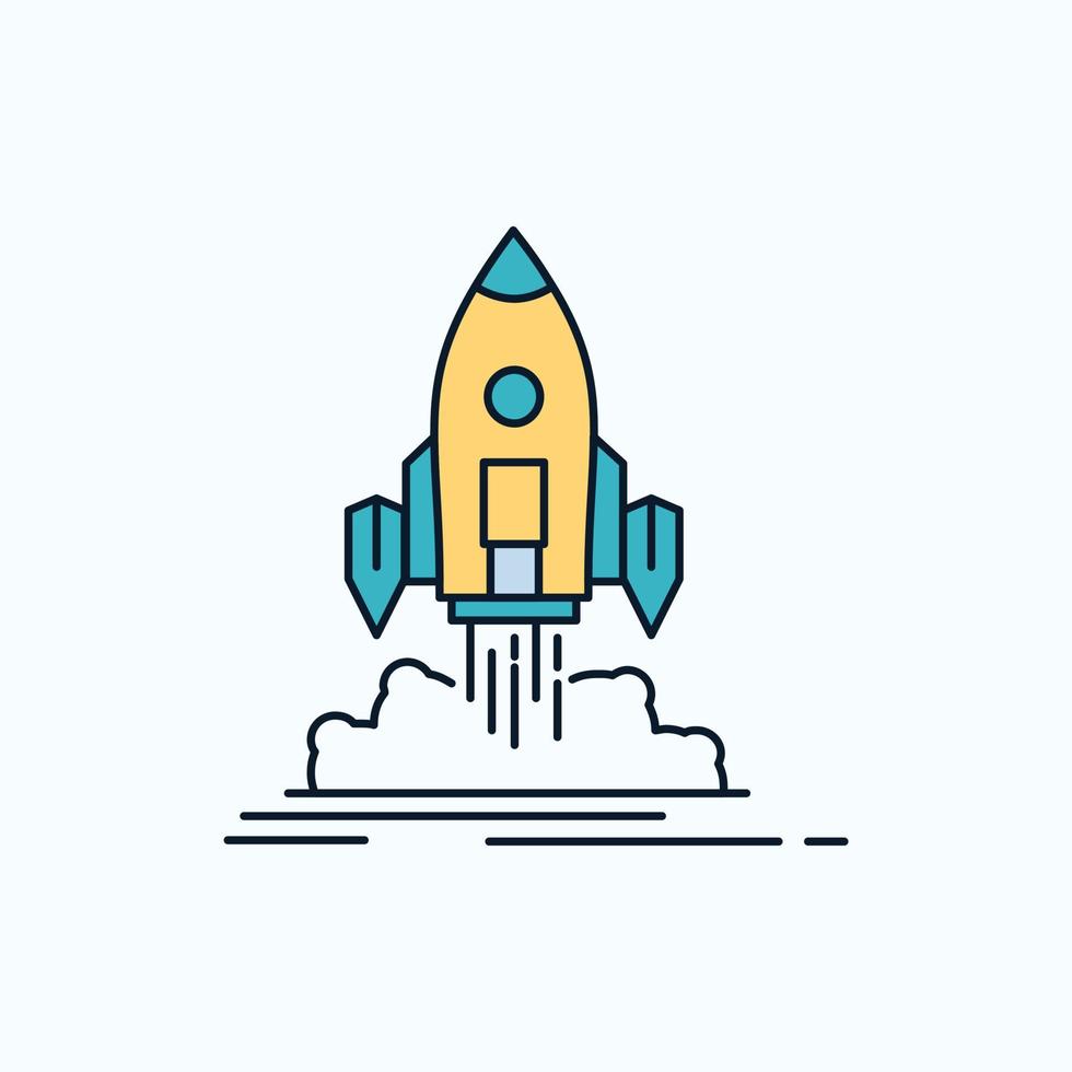 Launch. mission. shuttle. startup. publish Flat Icon. green and Yellow sign and symbols for website and Mobile appliation. vector illustration