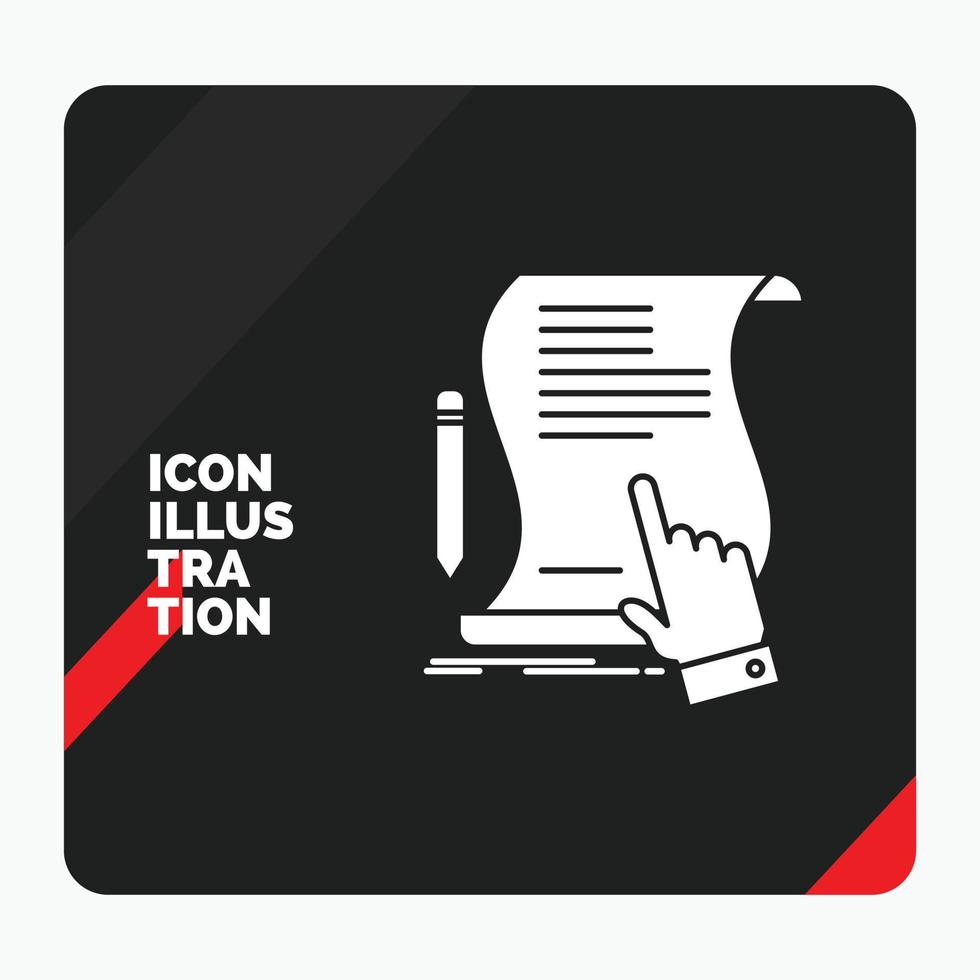 Red and Black Creative presentation Background for contract. document. paper. sign. agreement. application Glyph Icon vector