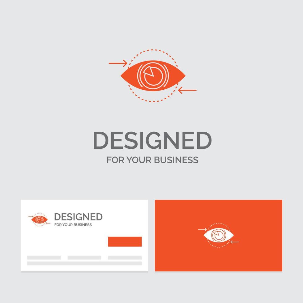 plantilla de logotipo empresarial para empresas. ojo. marketing. visión. plan. tarjetas de visita naranjas con plantilla de logotipo de marca. vector
