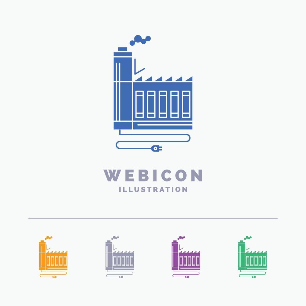 Consumption. resource. energy. factory. manufacturing 5 Color Glyph Web Icon Template isolated on white. Vector illustration