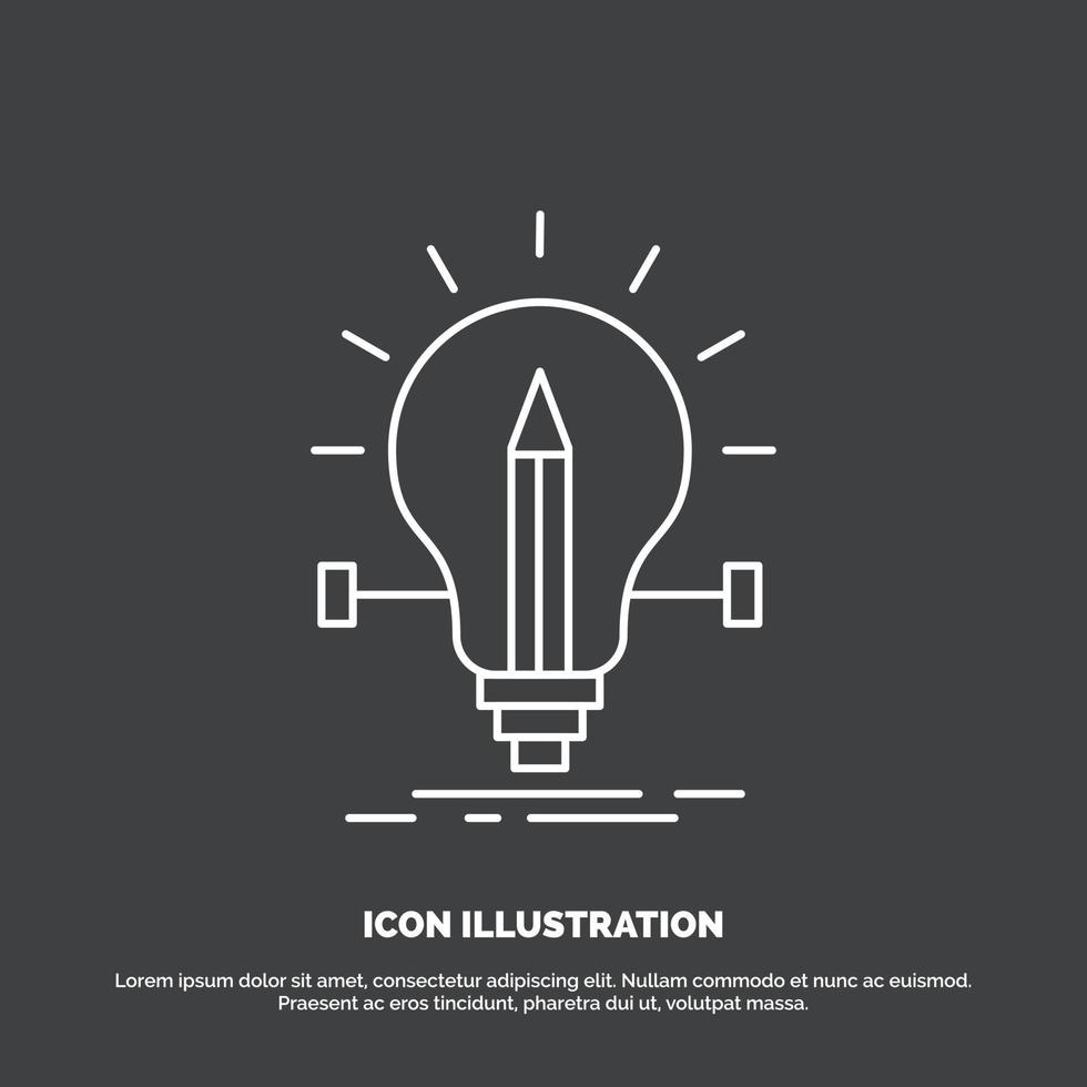 bulb. creative. solution. light. pencil Icon. Line vector symbol for UI and UX. website or mobile application