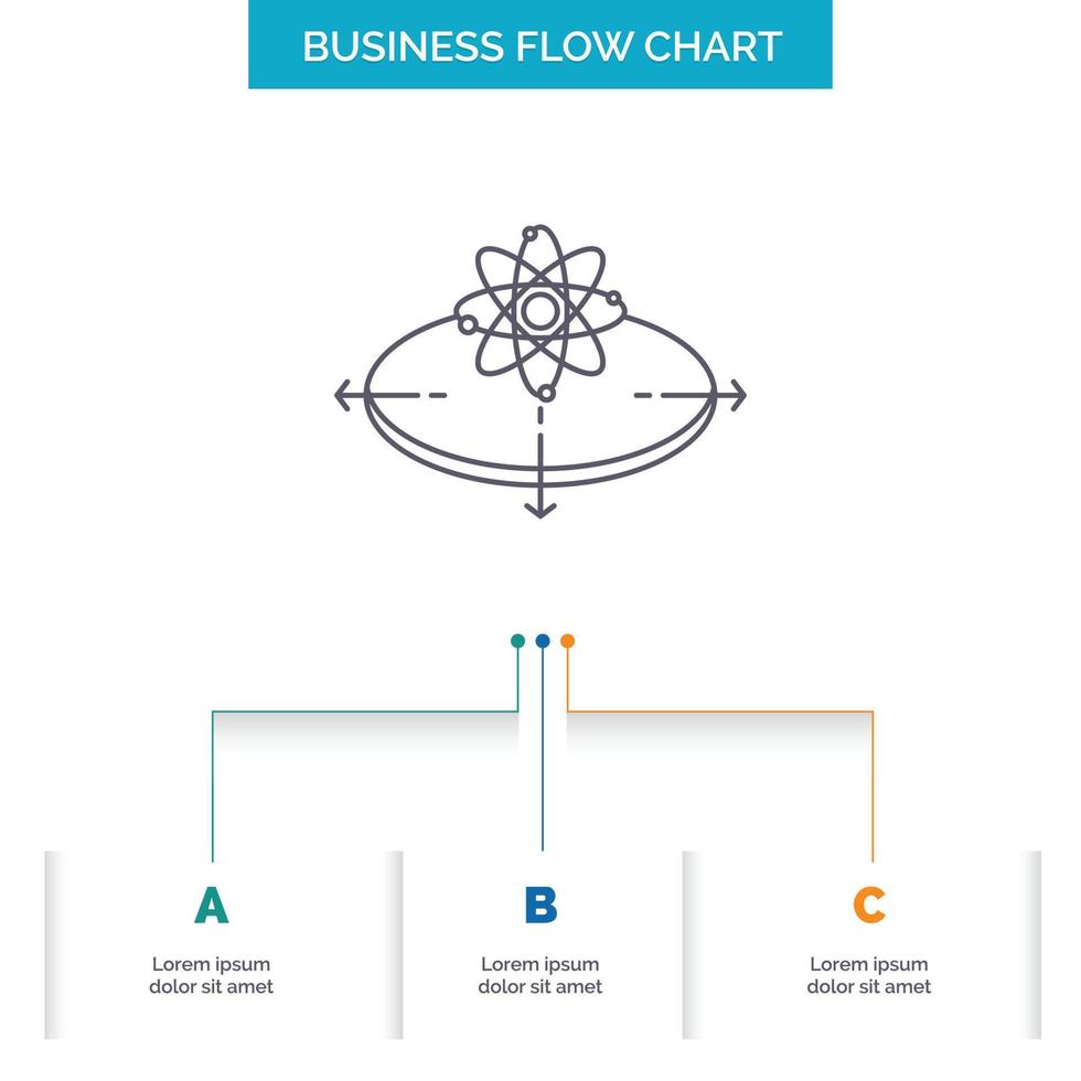 negocio. concepto. ocurrencia. innovación. diseño de diagrama de flujo de negocios ligero con 3 pasos. icono de línea para el lugar de plantilla de fondo de presentación para texto vector