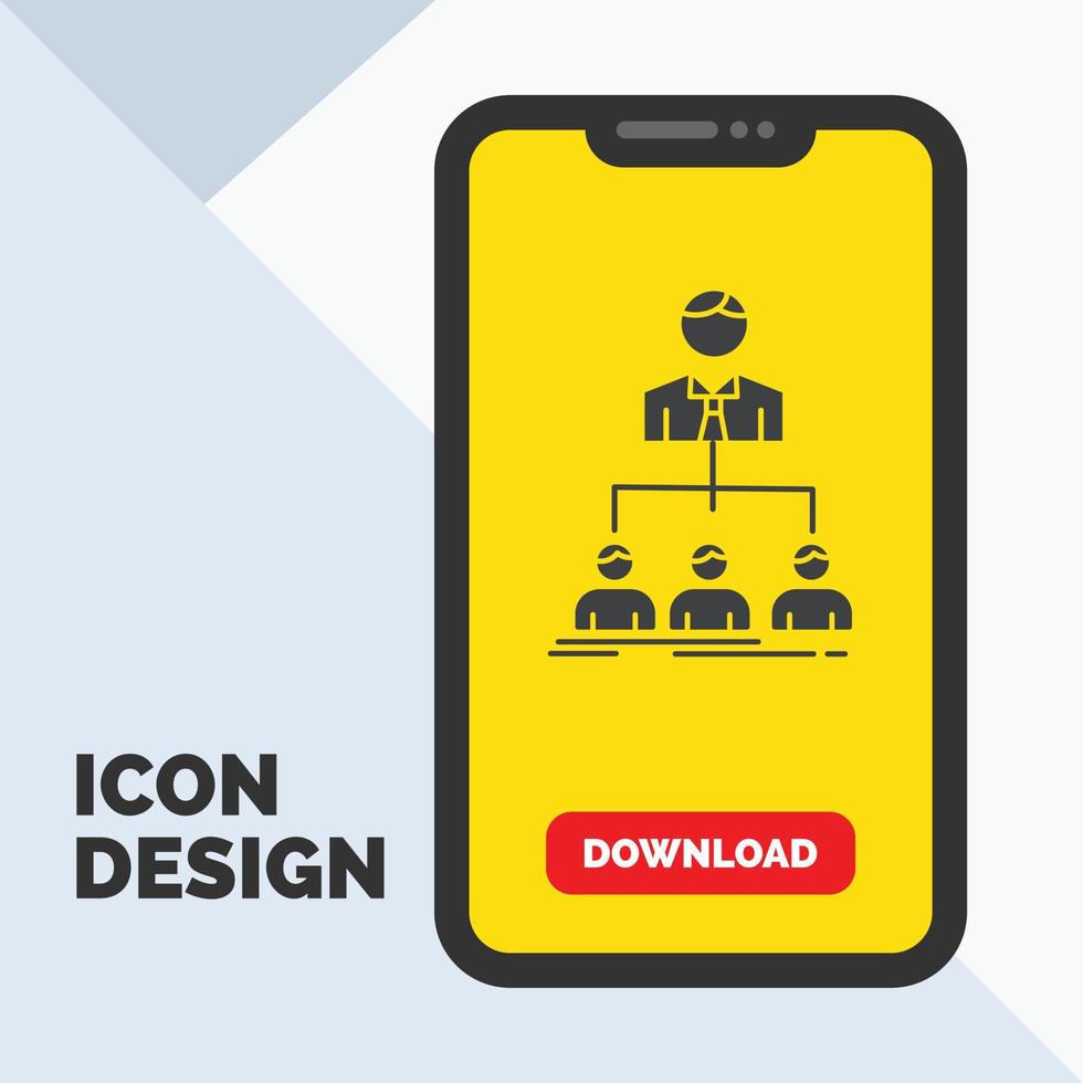 team. teamwork. organization. group. company Glyph Icon in Mobile for Download Page. Yellow Background vector