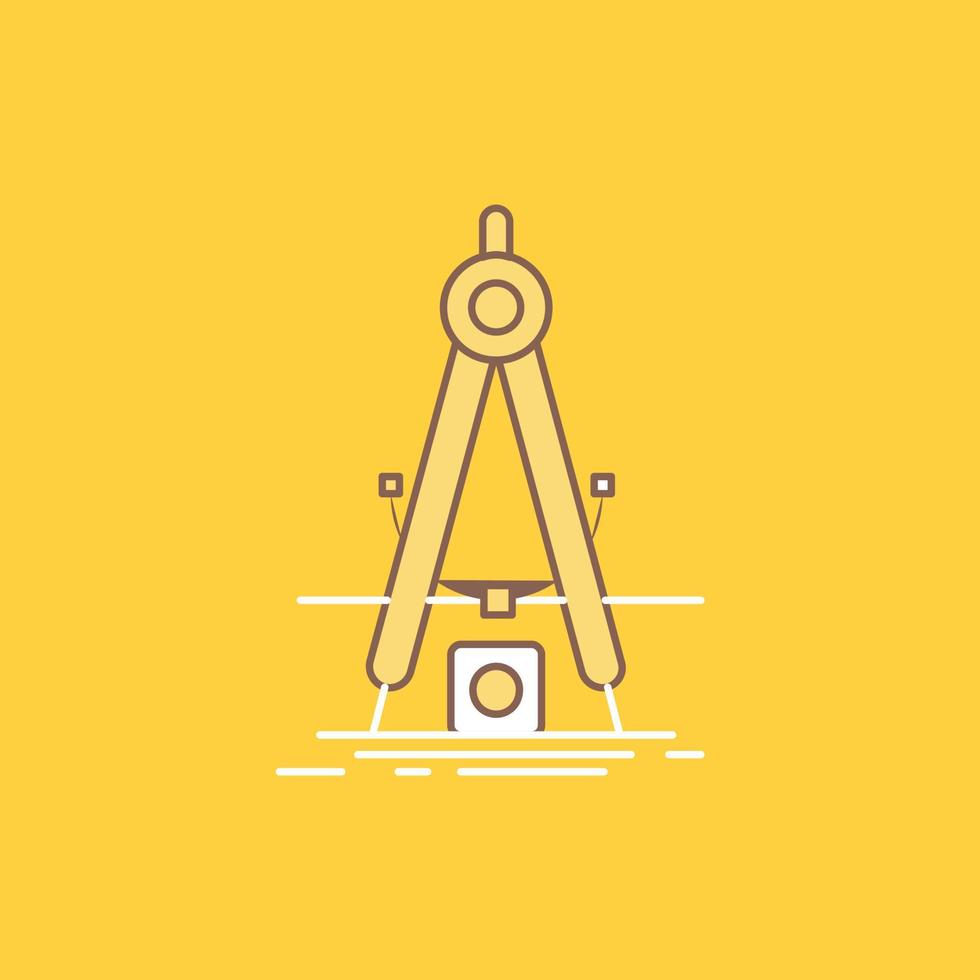 Design. measure. product. refinement. Development Flat Line Filled Icon. Beautiful Logo button over yellow background for UI and UX. website or mobile application vector