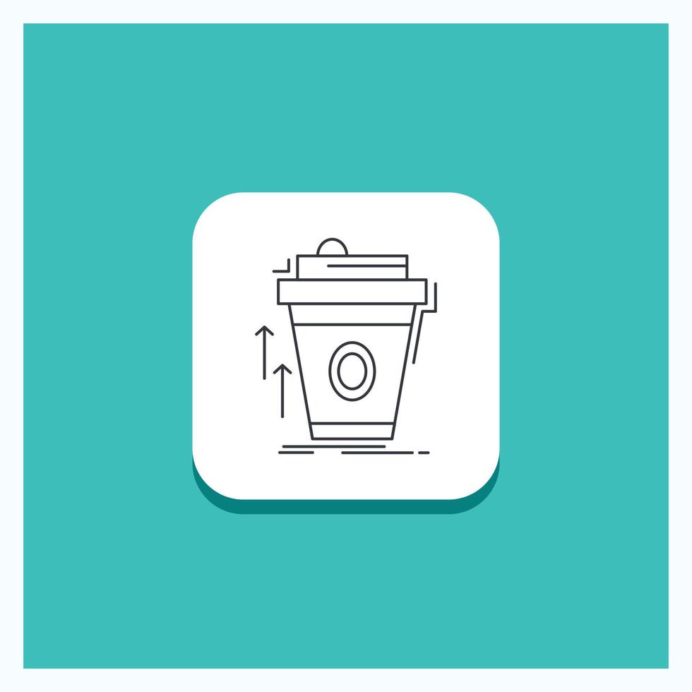 Round Button for product. promo. coffee. cup. brand marketing Line icon Turquoise Background vector