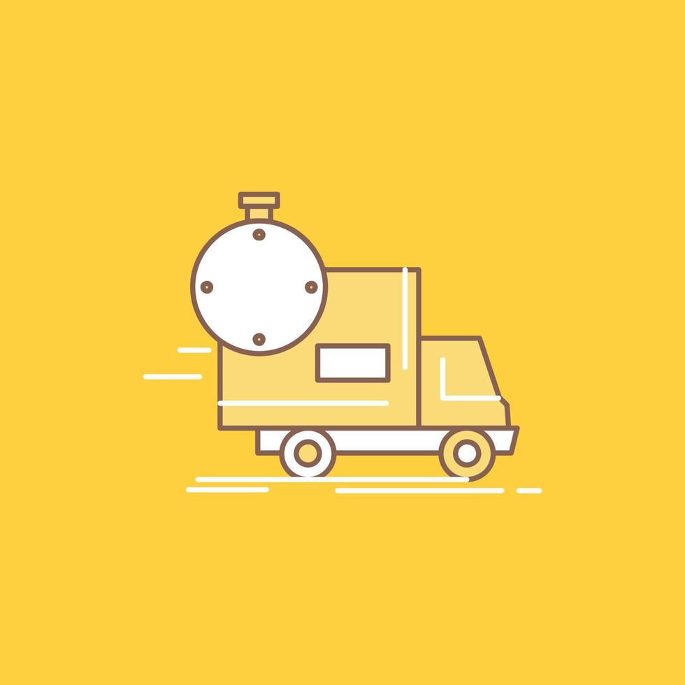 delivery. time. shipping. transport. truck Flat Line Filled Icon. Beautiful Logo button over yellow background for UI and UX. website or mobile application vector