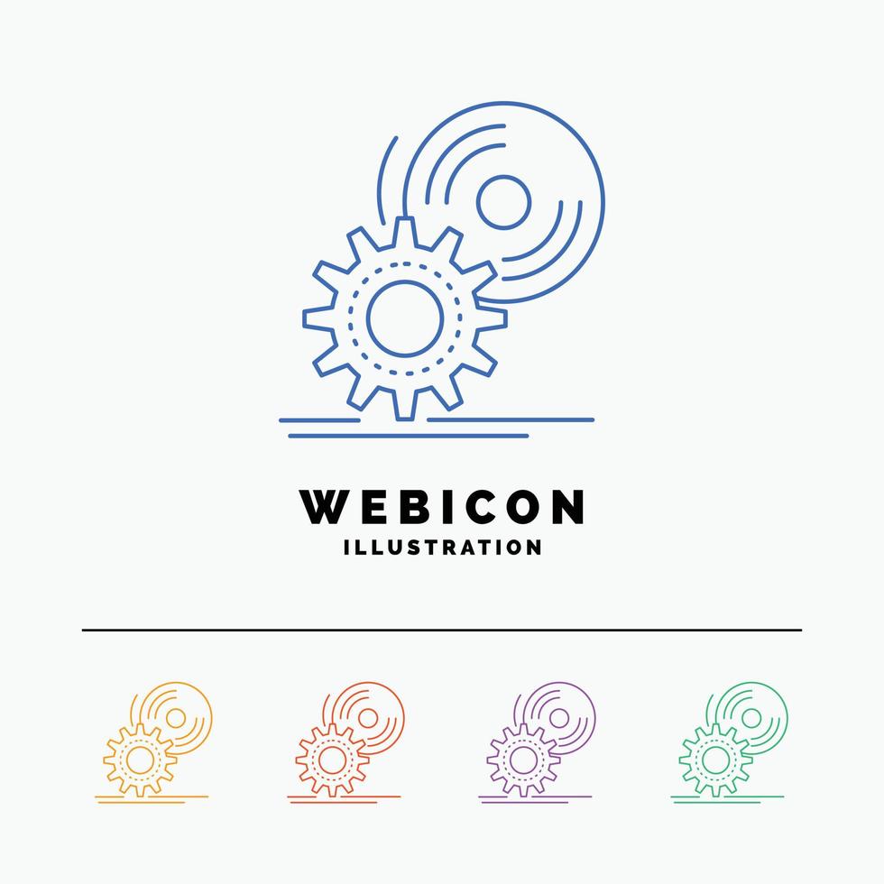 cd. disc. install. software. dvd 5 Color Line Web Icon Template isolated on white. Vector illustration