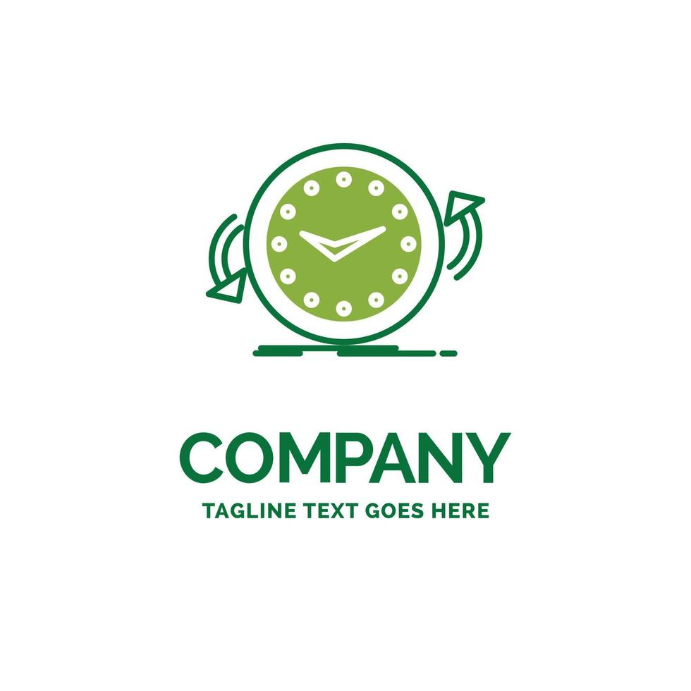 Backup. clock. clockwise. counter. time Flat Business Logo template. Creative Green Brand Name Design. vector