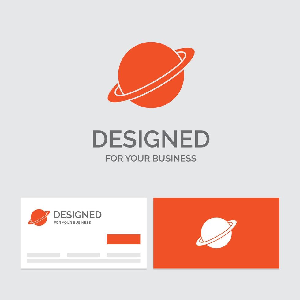 Business logo template for planet. space. moon. flag. mars. Orange Visiting Cards with Brand logo template. vector