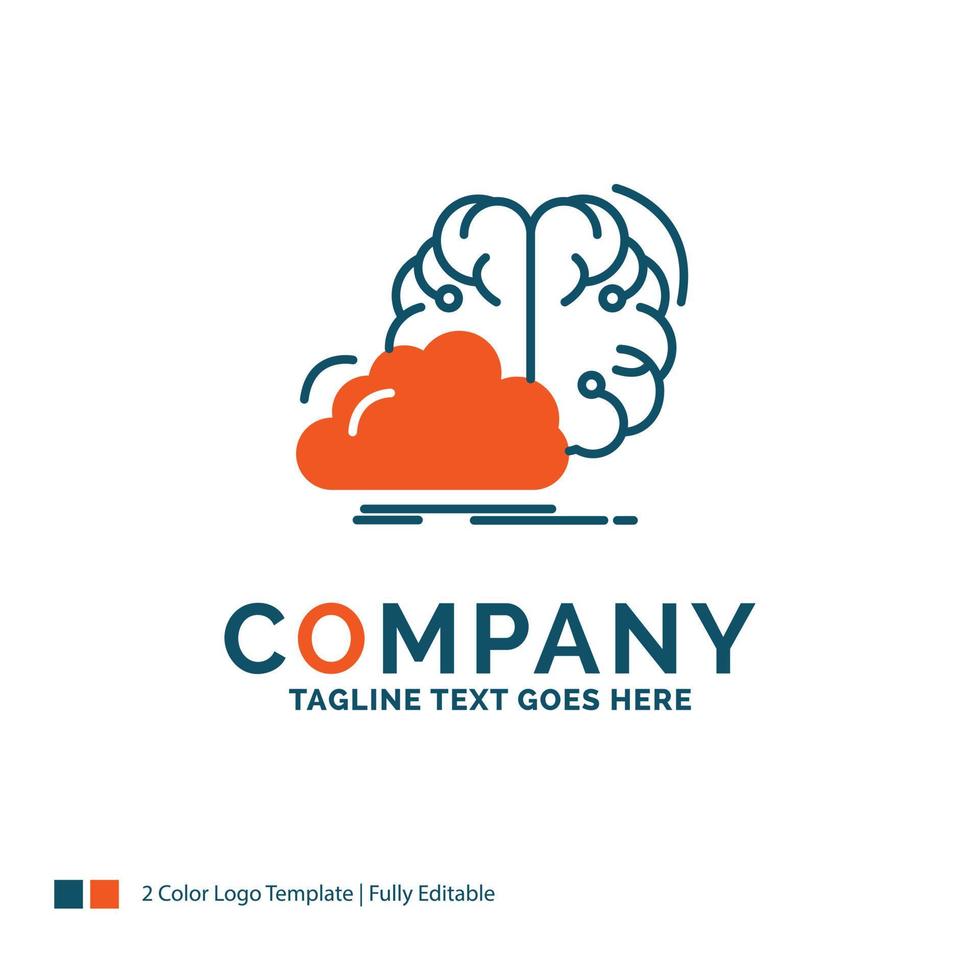 brainstorming. creative. idea. innovation. inspiration Logo Design. Blue and Orange Brand Name Design. Place for Tagline. Business Logo template. vector