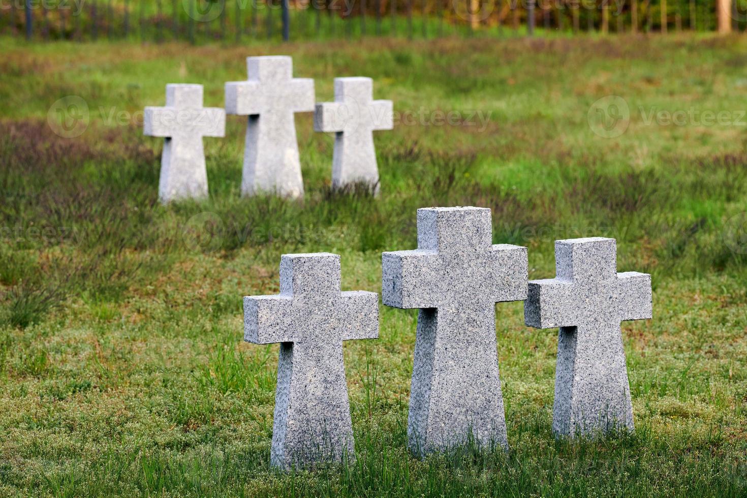 Granite stone crosses in German military cemetery, Russia photo