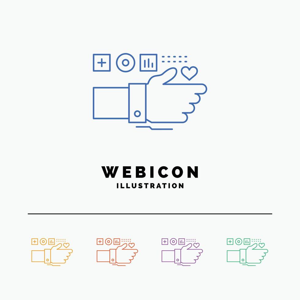 Monitoring. Technology. Fitness. Heart. Pulse 5 Color Line Web Icon Template isolated on white. Vector illustration