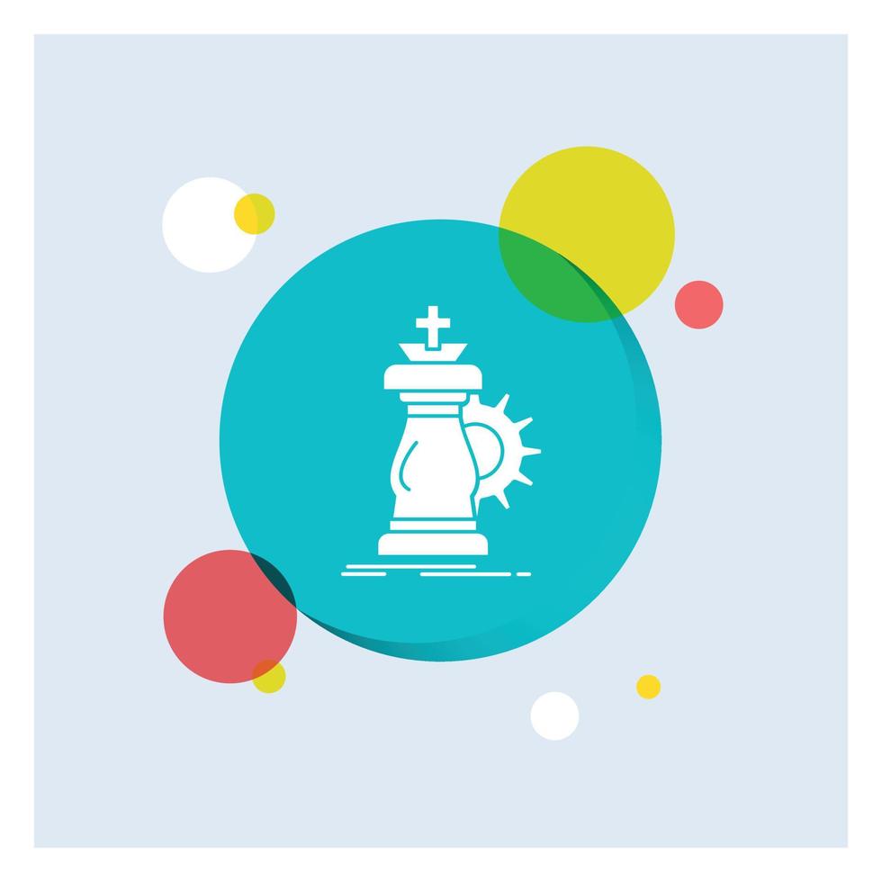 strategy. chess. horse. knight. success White Glyph Icon colorful Circle Background vector