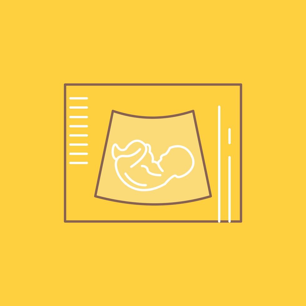 Maternity. pregnancy. sonogram. baby. ultrasound Flat Line Filled Icon. Beautiful Logo button over yellow background for UI and UX. website or mobile application vector