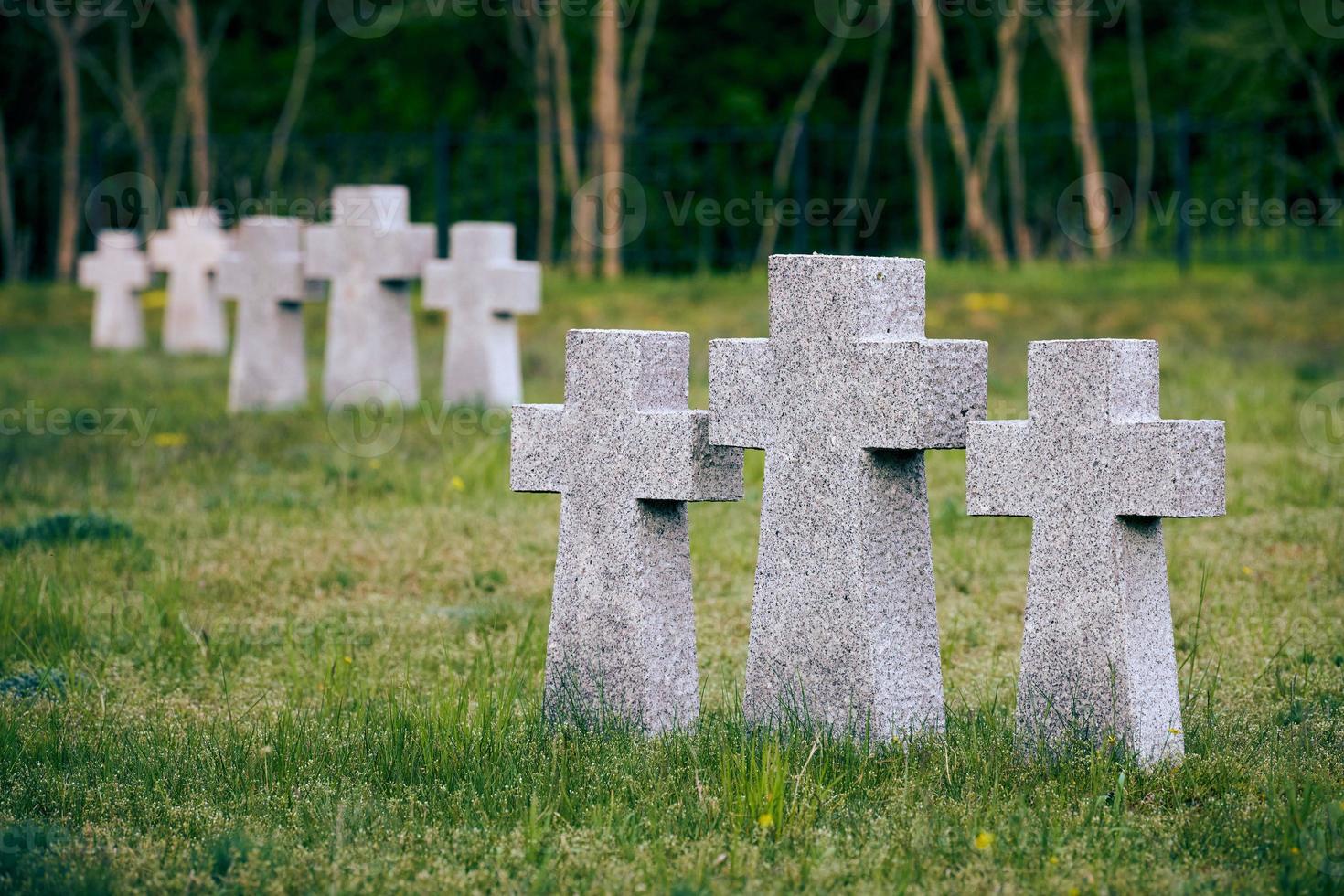 Granite stone crosses in German military cemetery, Russia photo