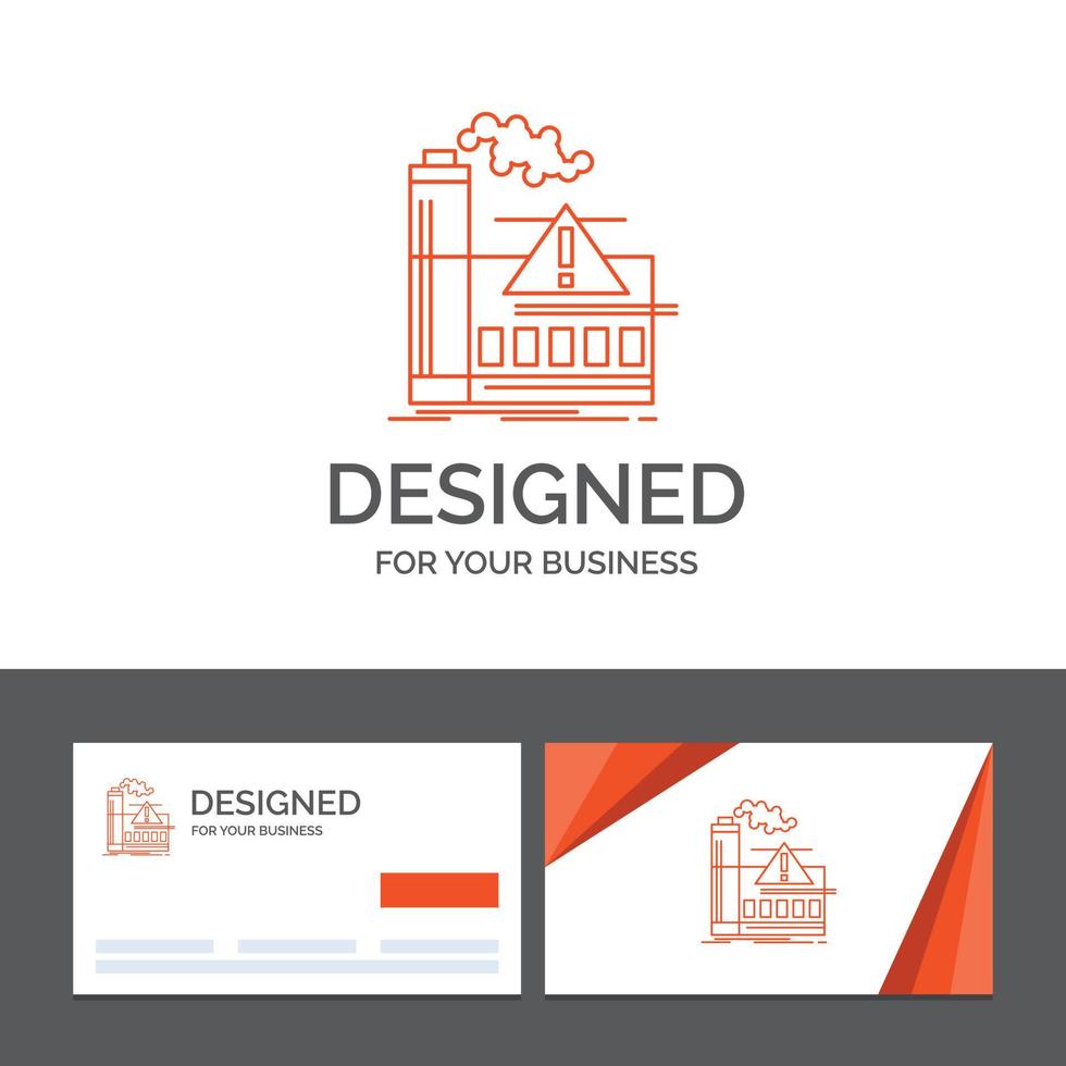 Business logo template for pollution. Factory. Air. Alert. industry. Orange Visiting Cards with Brand logo template vector