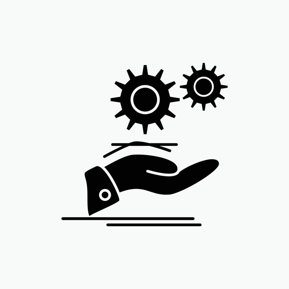 solución. mano. ocurrencia. engranaje. icono de glifo de servicios. ilustración vectorial aislada vector