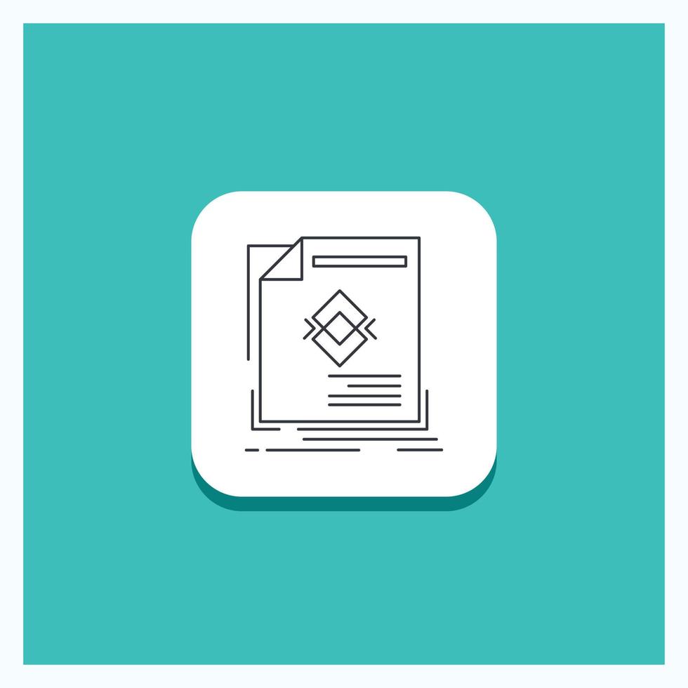 Round Button for ad. advertisement. leaflet. magazine. page Line icon Turquoise Background vector