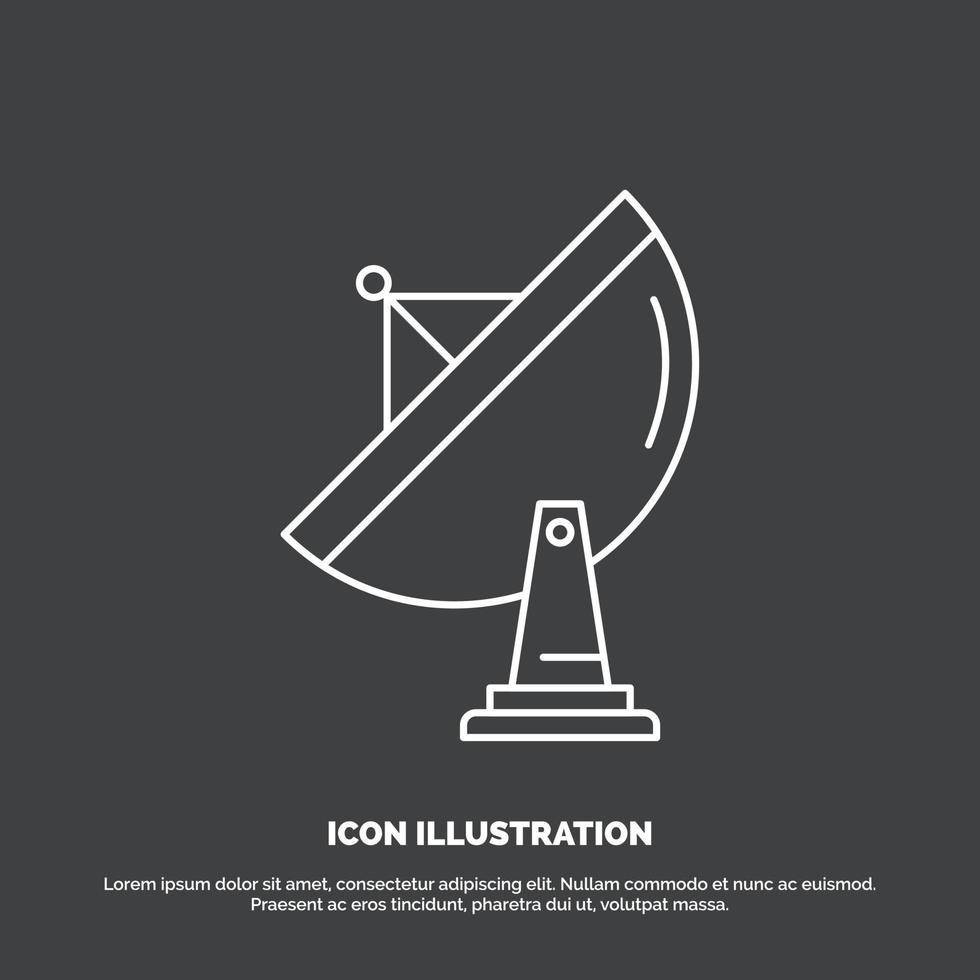 satellite. antenna. radar. space. dish Icon. Line vector symbol for UI and UX. website or mobile application