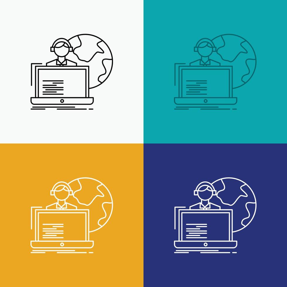outsource. outsourcing. allocation. human. online Icon Over Various Background. Line style design. designed for web and app. Eps 10 vector illustration