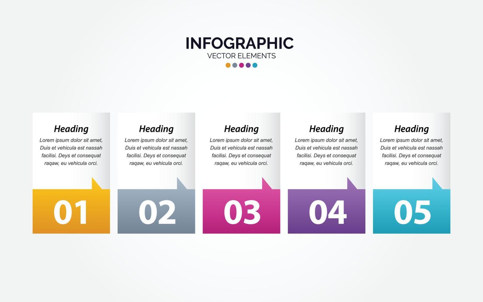 Timeline 5 options Horizontal Infographic for presentations workflow process diagram flow chart report vector