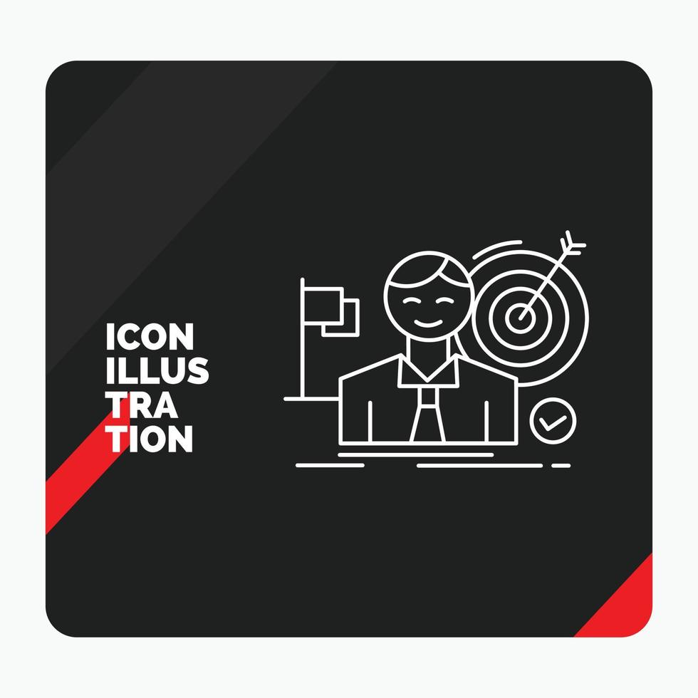 Red and Black Creative presentation Background for business. goal. hit. market. success Line Icon vector