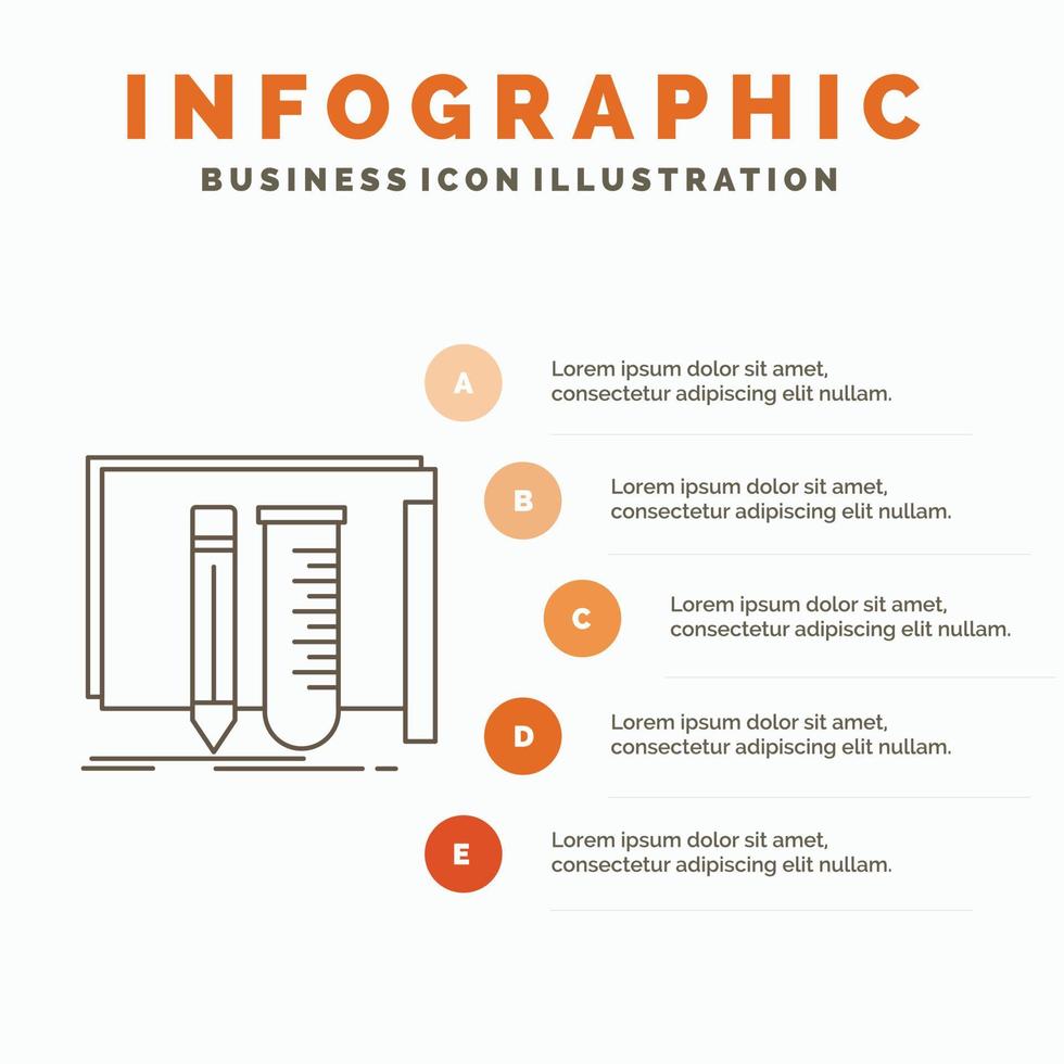 build. equipment. fab. lab. tools Infographics Template for Website and Presentation. Line Gray icon with Orange infographic style vector illustration