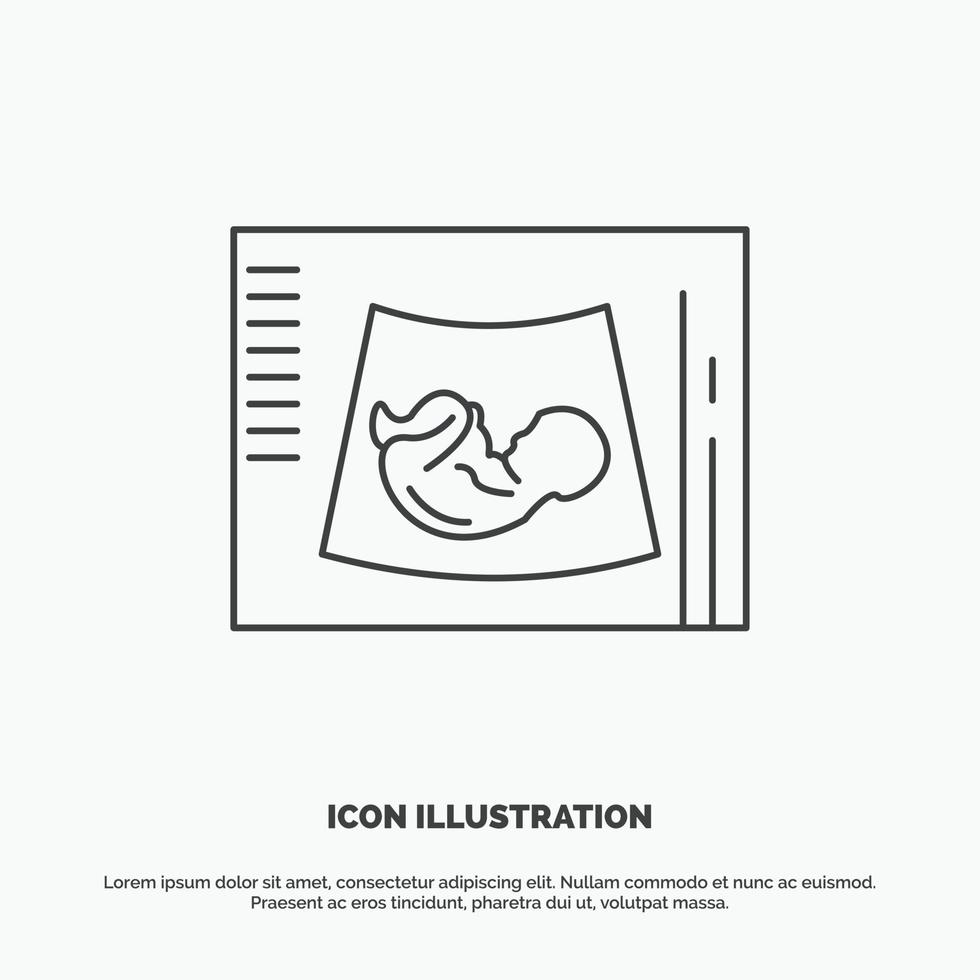 Maternity. pregnancy. sonogram. baby. ultrasound Icon. Line vector gray symbol for UI and UX. website or mobile application