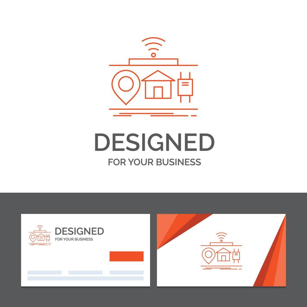 Business logo template for IOT. gadgets. internet. of. things. Orange Visiting Cards with Brand logo template vector
