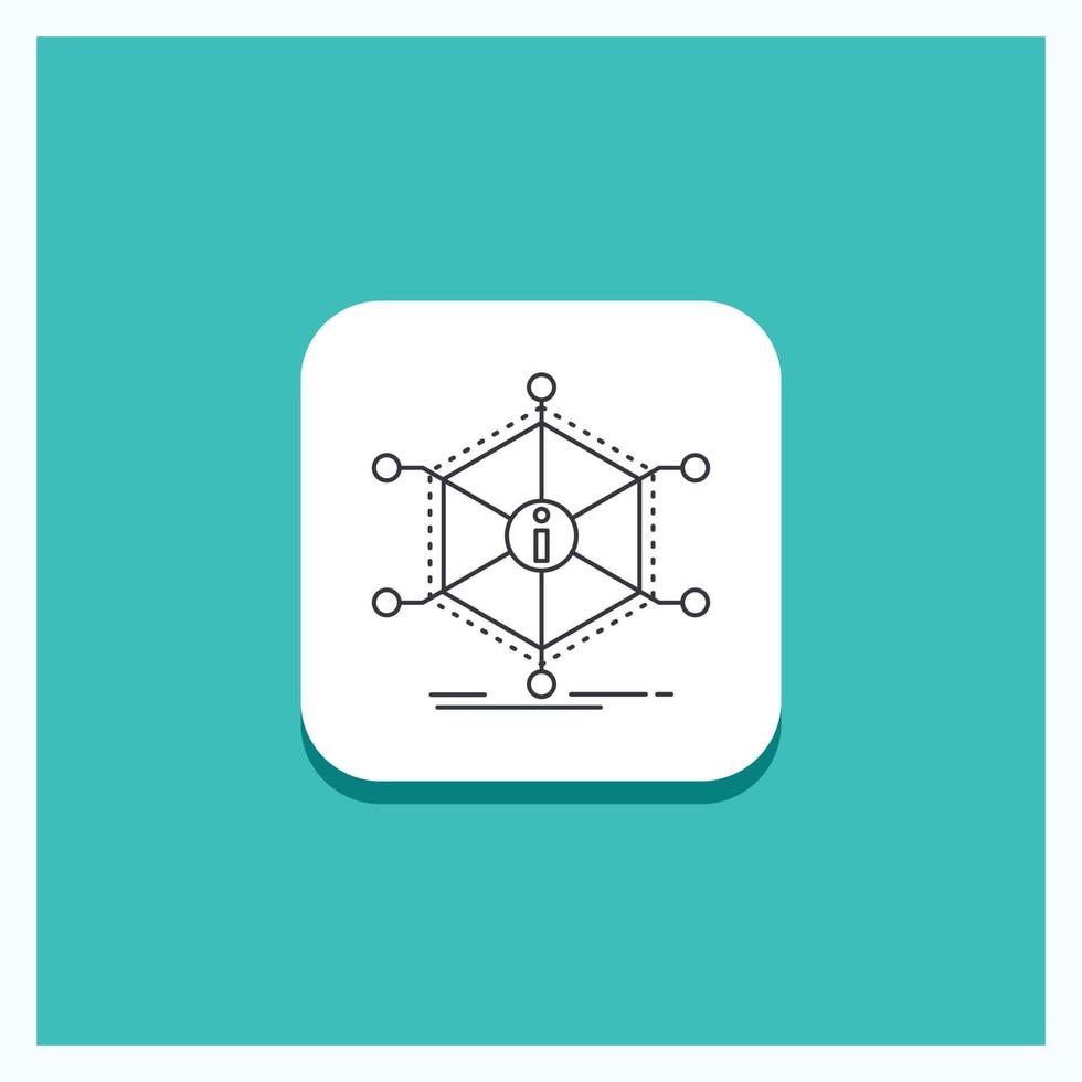 Round Button for Data. help. info. information. resources Line icon Turquoise Background vector
