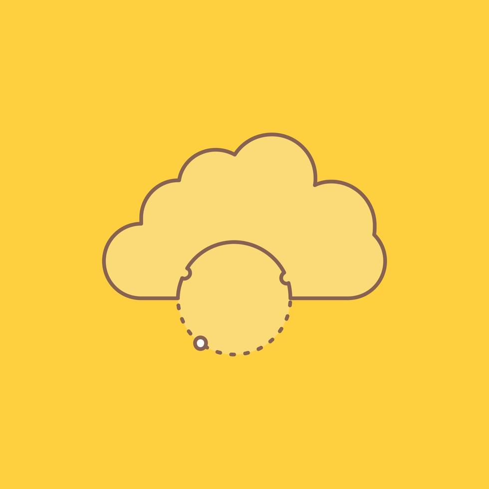 network. city. globe. hub. infrastructure Flat Line Filled Icon. Beautiful Logo button over yellow background for UI and UX. website or mobile application vector