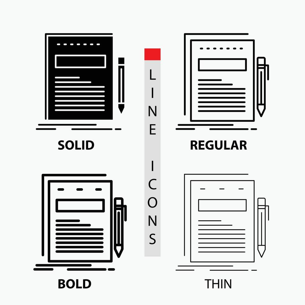 Business. document. file. paper. presentation Icon in Thin. Regular. Bold Line and Glyph Style. Vector illustration