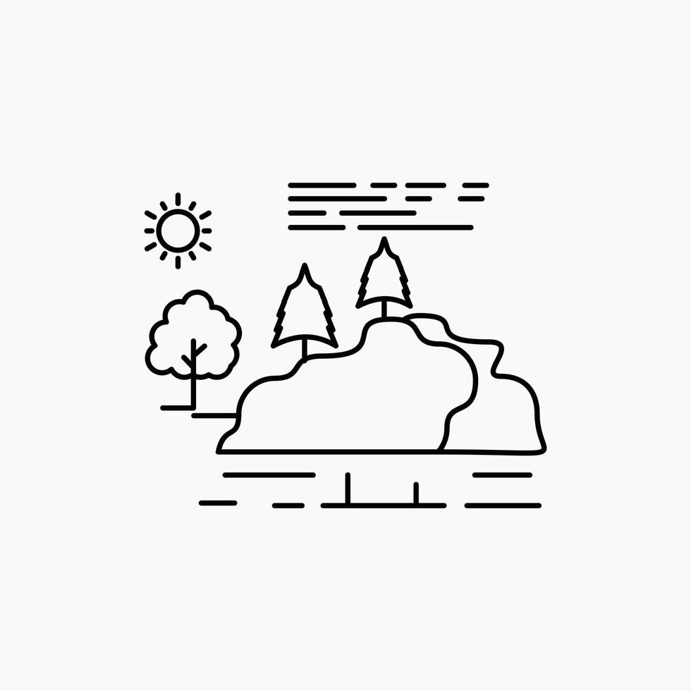 Cerro. paisaje. naturaleza. montaña. icono de línea de lluvia. ilustración vectorial aislada vector