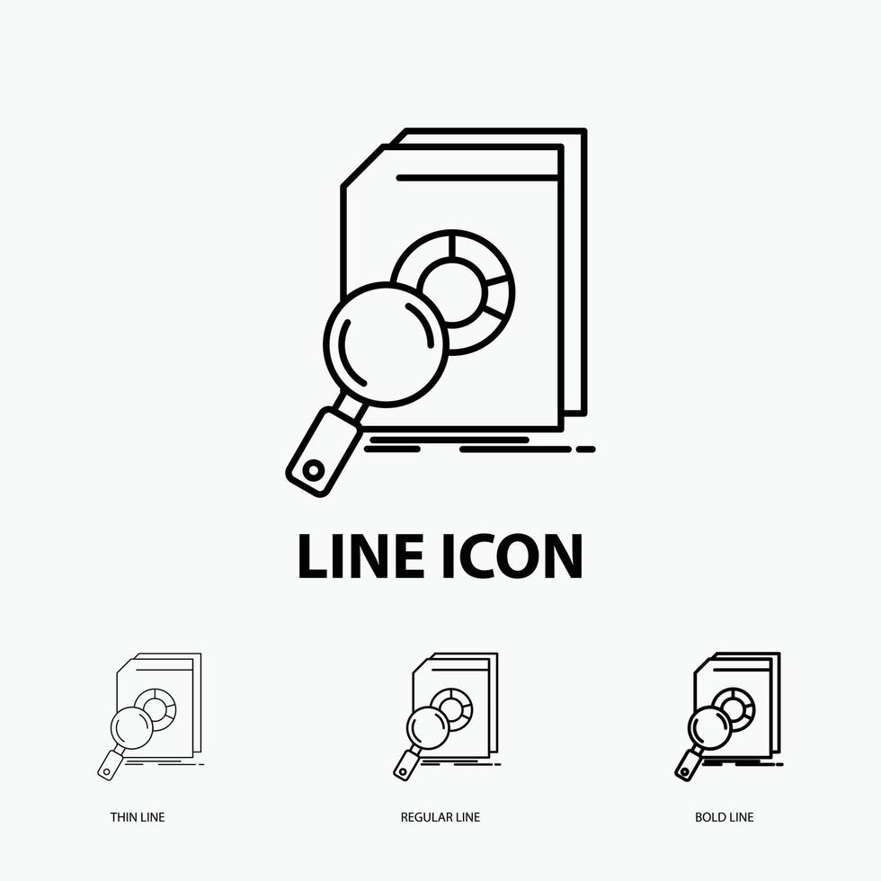 Analysis. data. financial. market. research Icon in Thin. Regular and Bold Line Style. Vector illustration