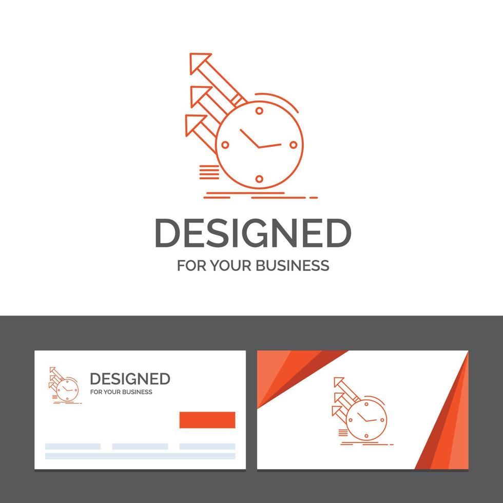 Business logo template for detection. inspection. of. regularities. research. Orange Visiting Cards with Brand logo template vector