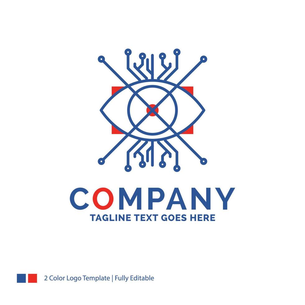 Company Name Logo Design For Ar. augmentation. cyber. eye. lens. Blue and red Brand Name Design with place for Tagline. Abstract Creative Logo template for Small and Large Business. vector