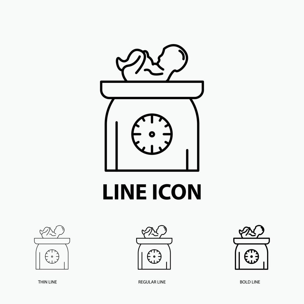 weight. baby. New born. scales. kid Icon in Thin. Regular and Bold Line Style. Vector illustration