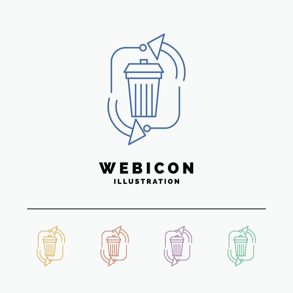 waste. disposal. garbage. management. recycle 5 Color Line Web Icon Template isolated on white. Vector illustration