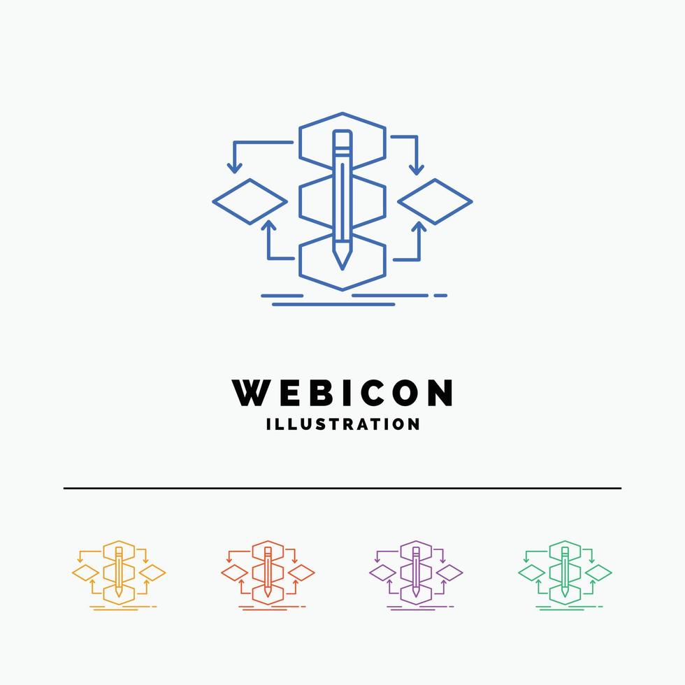 Algorithm. design. method. model. process 5 Color Line Web Icon Template isolated on white. Vector illustration