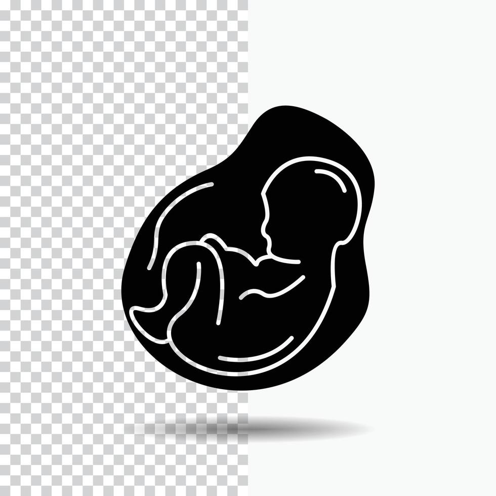 bebé. el embarazo. embarazada. obstetricia. icono de glifo de feto sobre fondo transparente. icono negro vector