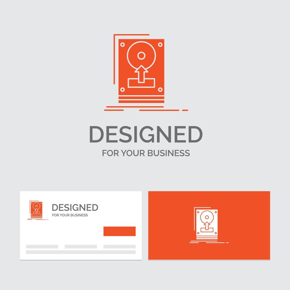 Business logo template for install. drive. hdd. save. upload. Orange Visiting Cards with Brand logo template. vector