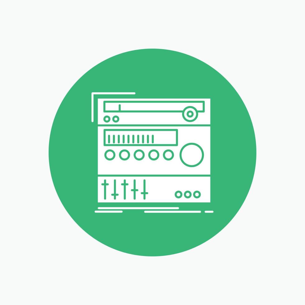rack. component. module. sound. studio White Glyph Icon in Circle. Vector Button illustration